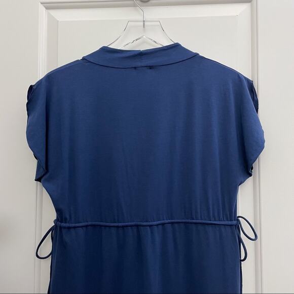 Ella Moss Tie Waist Dress Blue V Neck S - Picture 8 of 8